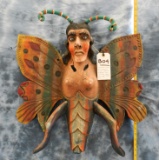 CENTRAL S AMERICAN POLYCHROME WOOD CARVED BUTTERFLY MASK 22