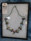 BEAR CLAW NECKLACE W/TURQUOISE BEADS -8 CLAWS