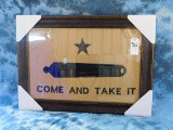 COME AND TAKE IT FLAG FRAMED, UNDER GLASS