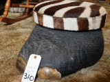 ELEPHANT FOTSTOOL W/ZEBRA HIDE TOP (US RES ONLY)