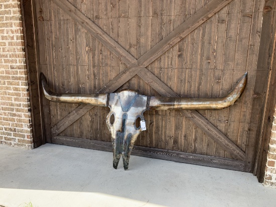 LARGE METAL LONGHORN SCULPTURE