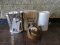 2 MOOSE HURRICANE LAMPS & 1 STAG PEWTER ICE BUCKET (DAMAGED)(ONE$)