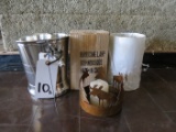 2 MOOSE HURRICANE LAMPS & 1 STAG PEWTER ICE BUCKET (DAMAGED)(ONE$)