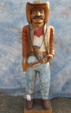6' CARVED WOODEN COWBOY