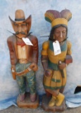 1 WOODEN INDIAN & 1 WOODEN COWBOY (2x$)