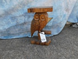 CARVED WOODEN OWL STOOL