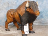 WOODEN BUFFALO STATUE