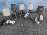 4 SMALL DEER ANTLER LAMPS (4x$)