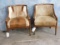 2 HIDE WINGBACK CHAIRS (2x$)