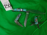 3 NATIVE AMERICAN MADE KNIVES TURQUOISE INLAID (3x$)