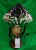 OSTRICH EGG LAMP W/PORCUPPINE QUILL SHADE