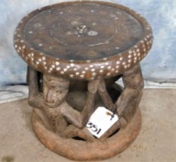 AFRICAN HAND CARVED WOODEN STOOL