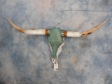 LONGHORN SKULL W/TURQUOISE LEATHER
