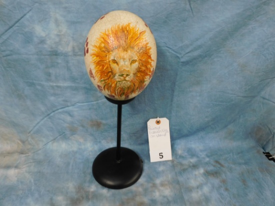 Painted Ostrich Egg On Stand