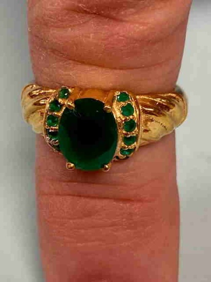 5.10 CT NATURAL AAA RICH COLUMBIAN GREEN EMERALD, 14K YELLOW GOLD