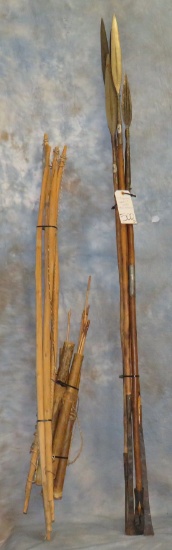 5 AFRICAN SPEARS AND 4 BOW & ARROWS (ONE$) TAXIDERMY