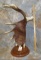 CARVED MOOSE HORN W STAND TAXIDERMY