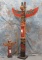 2 WOODEN TOTEM POLES (2X$)