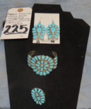 NATIVE AMERICAN INDIAN MADE SQUASH BLOSSOM CUFF RING, EARRINGS, & SIZE 9 RING (ONE $)