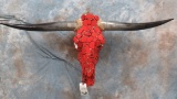 RED STONE LONGHORN SKULL TAXIDERMY