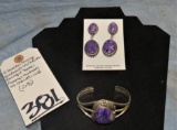 ELOISE KEE NAVAJAO HANDMADE SS CHARIOTE EARRINGS & THOMAS FRANCISCO HANDMADE SS CHARIOTE CUFFM(2X$)