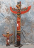 2 WOODEN TOTEM POLES (2X$)