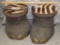 2 ELEPHANT FOOT STOOLS WITH ZEBRA HIDE (2X$) (US RES)