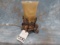 SMALL GLASS ORNATE TABLE TOP LAMP