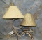 2 TABLE ANTLER LAMPS WITH RAWHIDE SHADES (2x$) TAXIDERMY
