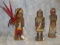 3 WOOD CARVED INDIAN STATUES (3x$)