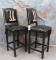 3 BLACK LEATHER BARSTOOLS W/ ZEBRA HIDE FROM JOHN BROMMEL'S COLLECTION (3X$) TAXIDERMY