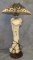 CARVED ELEPHANT BONE LAMP W/ PORCUPPINE QUIL SHADE FROM JOHN BROMMEL'S COLLECTION (TX RES)