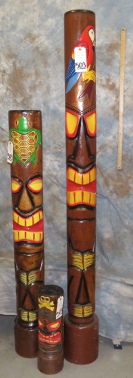 3 WOODEN TIKI POLES (3X$)