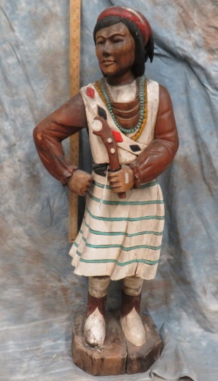 WOODEN INDIAN STAUTE