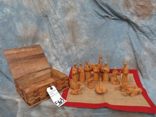 HAND CARVED WOODEN NATIVITY SCENE