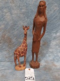 CARVED OCEAN SCENE, WOODEN DISPLAY CARVED HORSE & AFRICAN STATUE (ONE $)