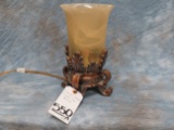 SMALL GLASS ORNATE TABLE TOP LAMP