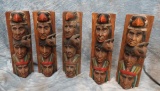 5 WOODEN INDIAN TOTEMS (5x$)