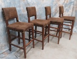 4 SUEDE BAR STOOLS W/HAMMERED BUTTONS