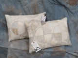 SET OF 2 WHITE COWHIDE PILLOWS
