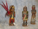 3 WOOD CARVED INDIAN STATUES (3x$)