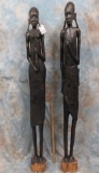 PAIR OF AFRICAN LARGE WOOD STATUE IRON WOOD MALE & FEMALE (2X$)