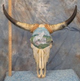 PAINTED LONGHORN SKULL TAXIDERMY