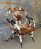 COWHIDE HORN CHAIR TAXIDERMY