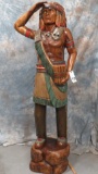 7' HAND CARVED WALNUT NATIVE AMERICAN INDIAN