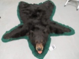 LARGE FELTED BLACK BEAR RUG  TAXIDERMY
