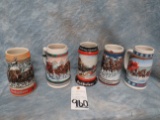5 HOLIDAY EDITION BUDWEISER MUGS (5x$)