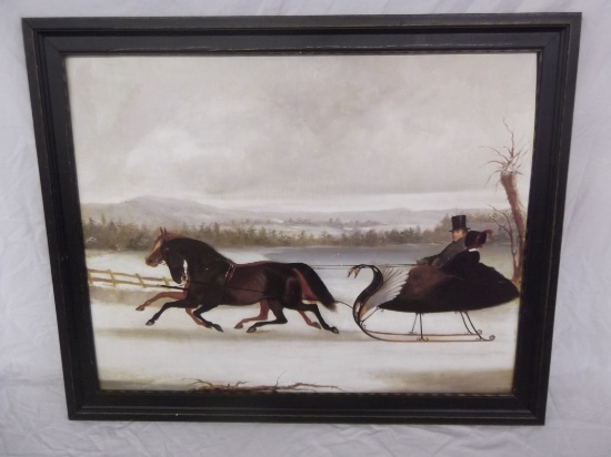 Primitive sleigh ride scene