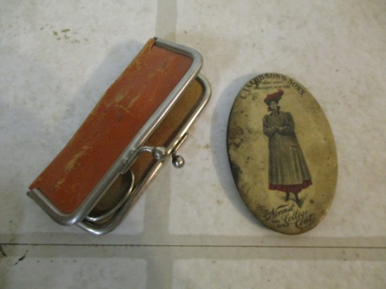 Vintage Manicure set and advertising mirror