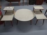 3 Piece mid century formica top coffee and end table set